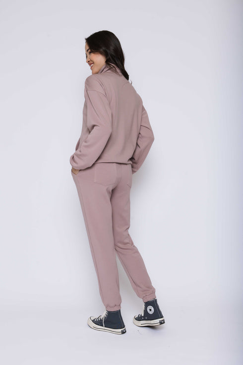 Everly-Luxe Fleece 1/2 Zip Mock neck